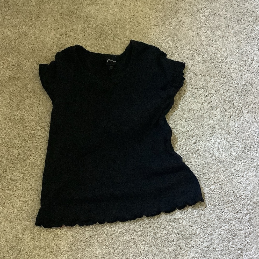 Art Class Black Scalloped Hem Tee